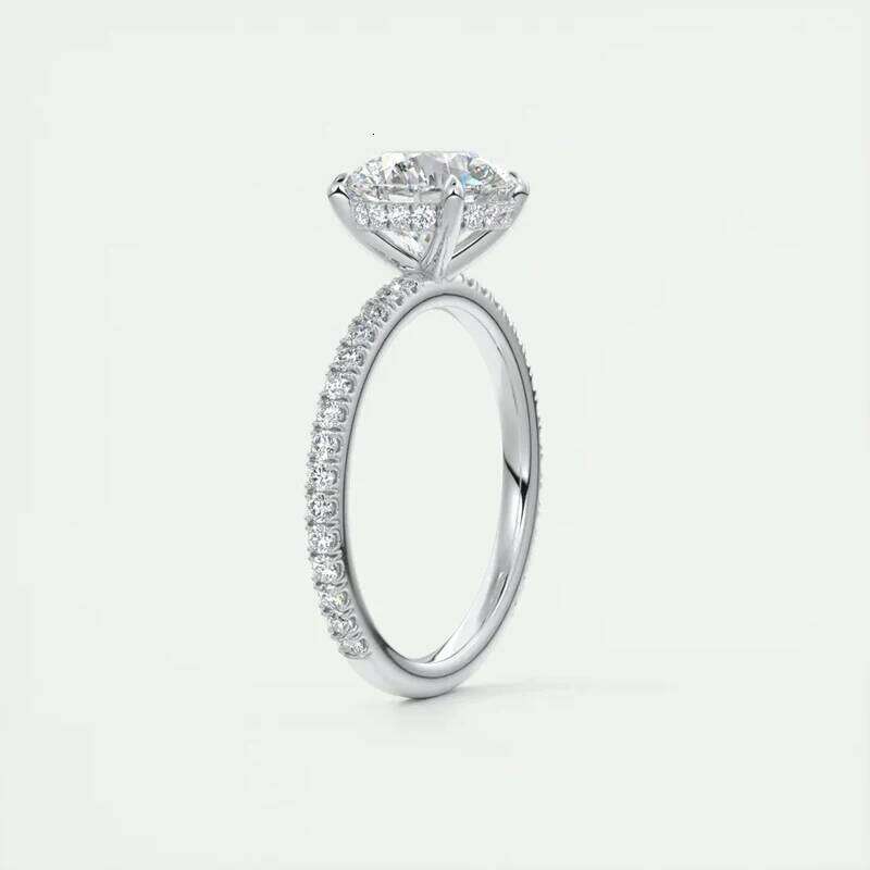 Classic 925 Sterling Sliver Engagement Wedding Promise Ring 8Mm 2 Round D-E Moissanite Finger Rings For Women Fine Jewelry