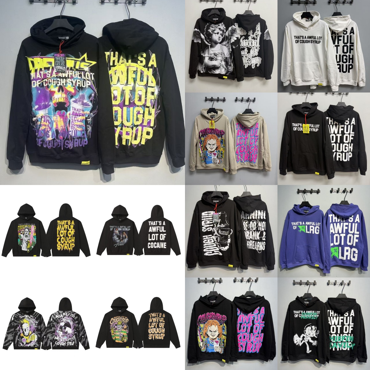 Awful lot of caugh syrup mens designer hoodie men High-quality hoodies Mens Womens Letter-printed fashionable high street hoodie American Y2K hip-ho