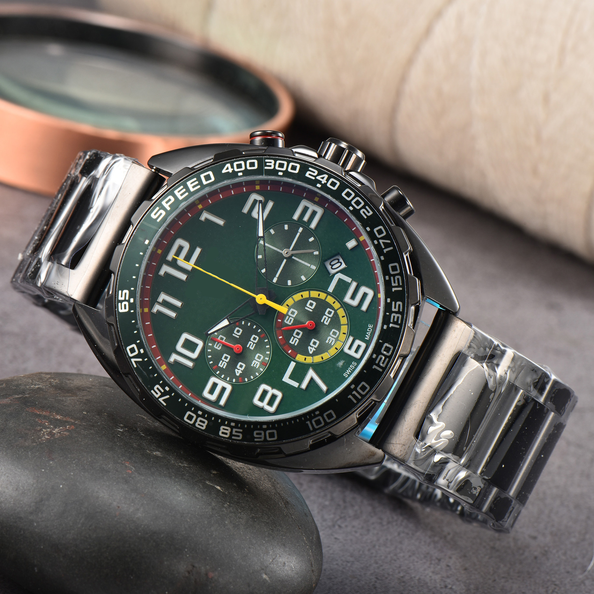 Fashion high-quality men's tape steel band 6-pin TA quartz watch multi-functional watch manufacturer direct sale