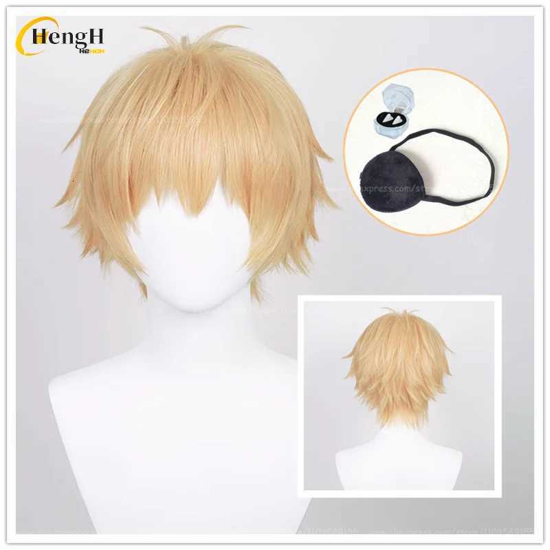 In Stock Anime Denji Synthetic Hair Short 30cm Light Orange Gold Wig And Patch Heat Resistant Hair Halloween Party Wigs Wig Cap M251211-image-1088062200