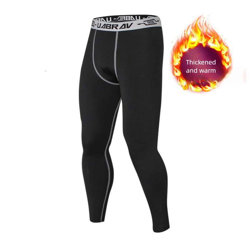 Pantaloni sportivi da allenamento per corsa autunno inverno Pantaloni da yoga per uomo con fodera in pile caldo strato base Basket Fitness Collant a