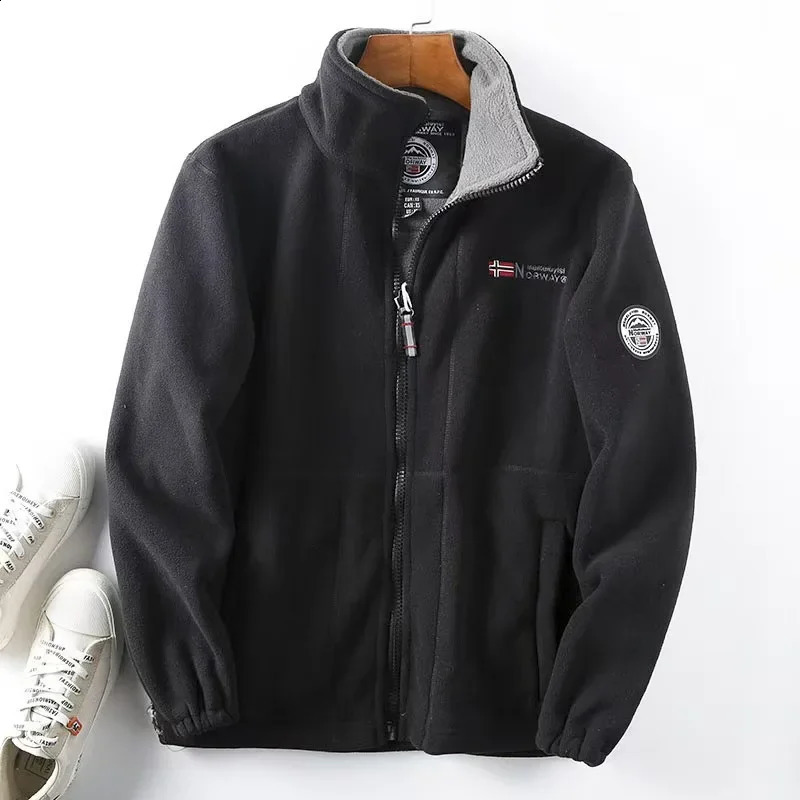 DoubleSided Fleece Thick Warm Jacket Mens Large Size Autumn Winter Loose Outdoor Casual Coat for Cold Weather 251201