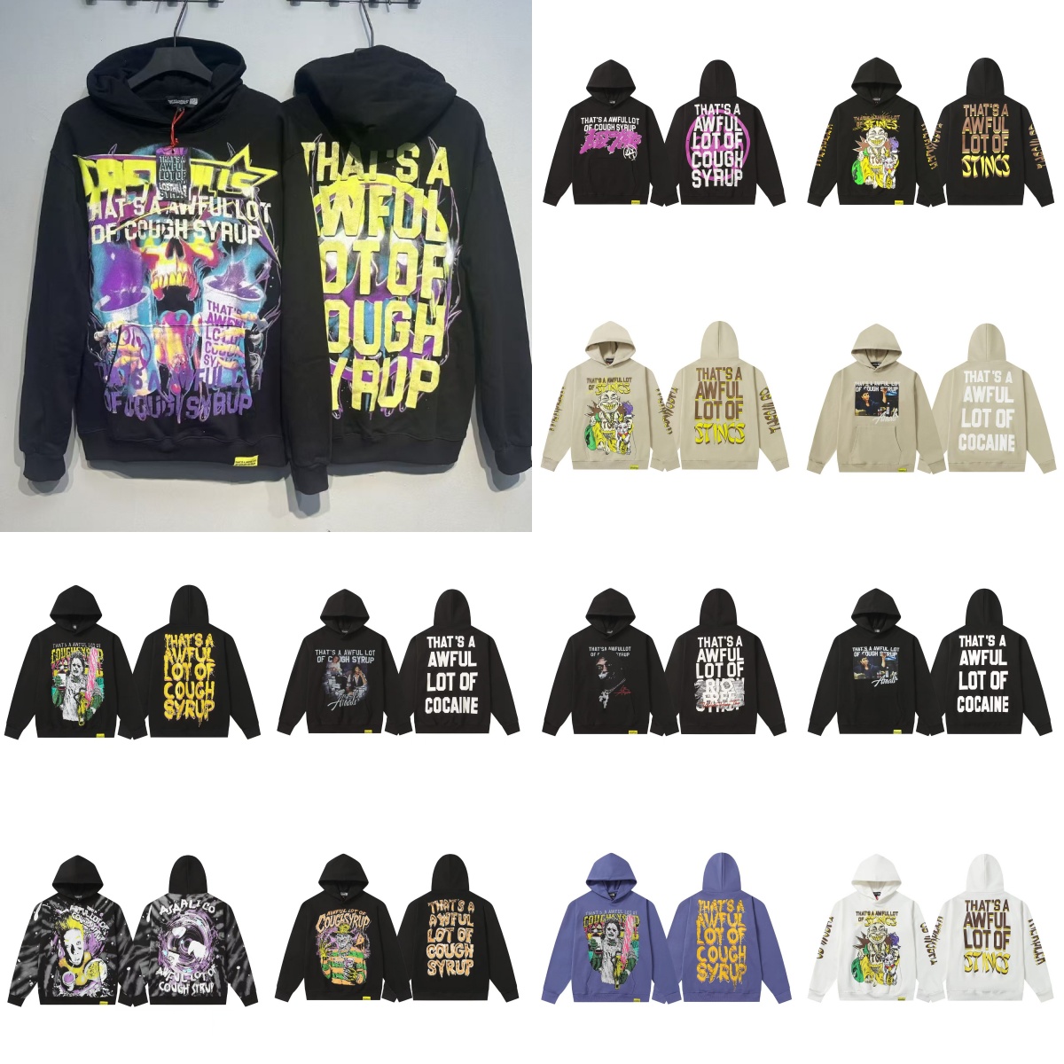 awful lot of caugh syrup mens designer hoodie men High-quality cotton hoodies Mens Womens Letter-printed fashionable high street hoodie American hip