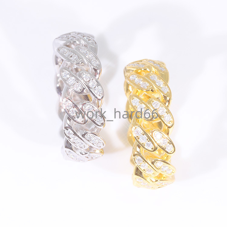 Hip Hop Jewelry Mossanite Ring 925 Sterling Silver Hot Sale Single Row VVS Diamond Moissanite Cuban Ring for Men