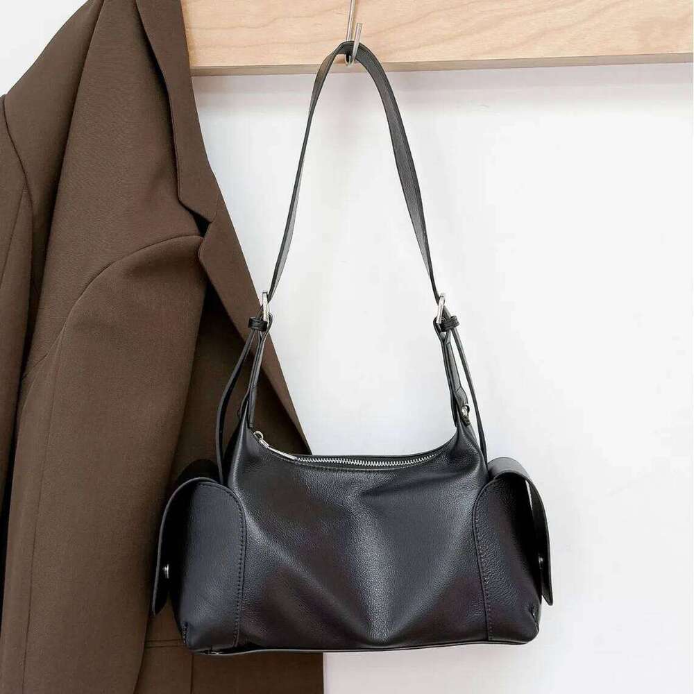 Hot Sale Grey Color 2 Side Pockets Design Women Crossbody Bag Imported Natural Full Grain Cowhide Leather Female Handbag 251211