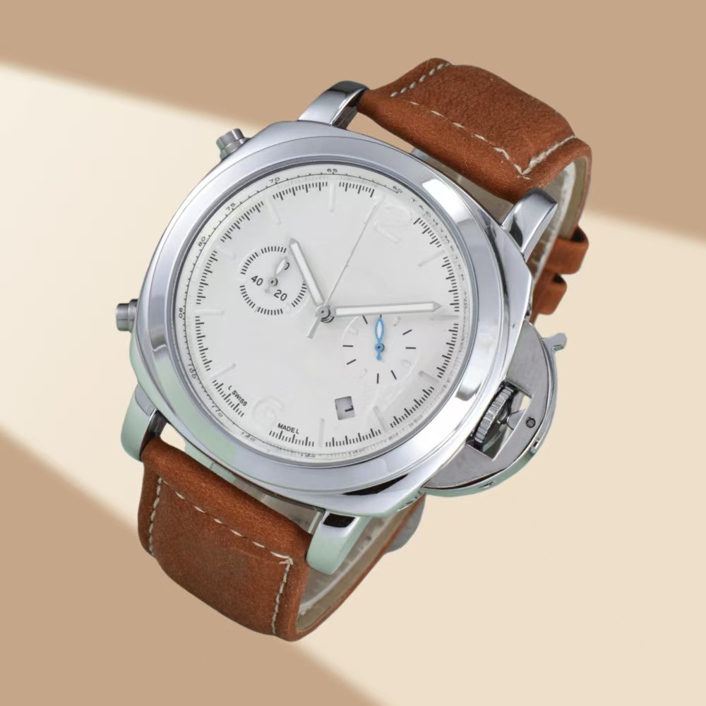 Luxurious men's wristwatch - top designer crafted high-quality quartz watch with leather strap for a casual yet luxurious look.
