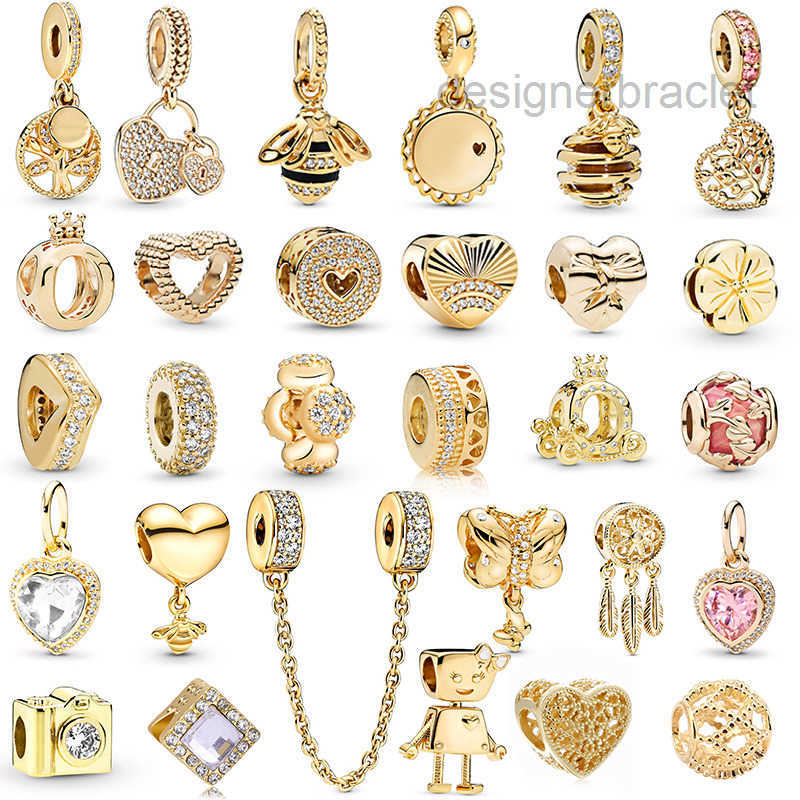 New Popular 925 Sterling Silver Gold Bee Feather Tree Of Life Bella Beads Fit S925 Snake Charm Bracelet Ladies Jewelry Special Offer