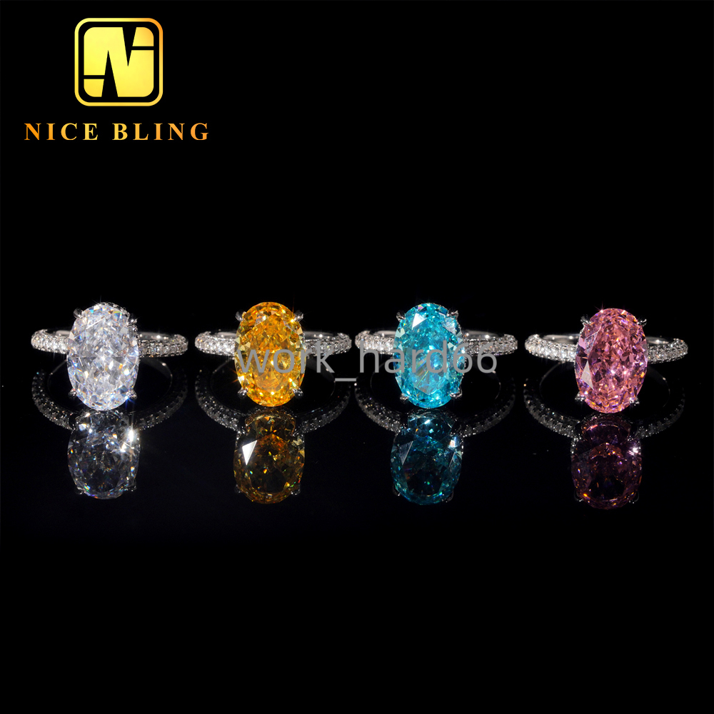 Fashion Wholesale Jewelry 14X95MM 925 Sterling Silver moissanite Shine moissaniteia Engagement Ring for Women
