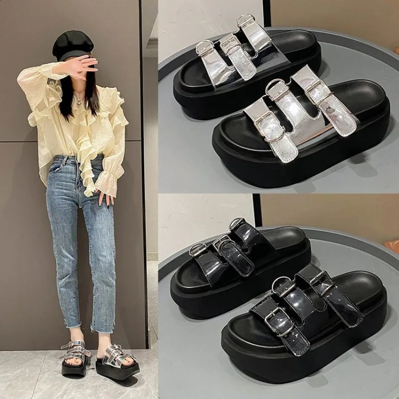 Fashion Slippers Women Thickness Wedges High Heels Leisure Summer Sandals Female Platform Fish Mouth Shoes Ladies Slippers 251209