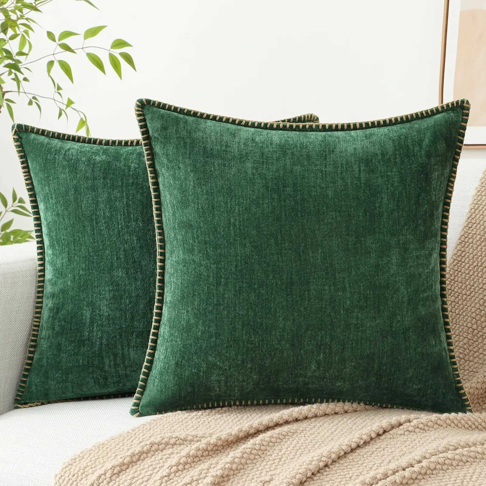 HAPIHAPPY New Chenille Throw low Covers 18x18 Set of 2 Soft Sofa low Covers Luxury Velvet Decorative low Covers Bed H251211-image-1088028081