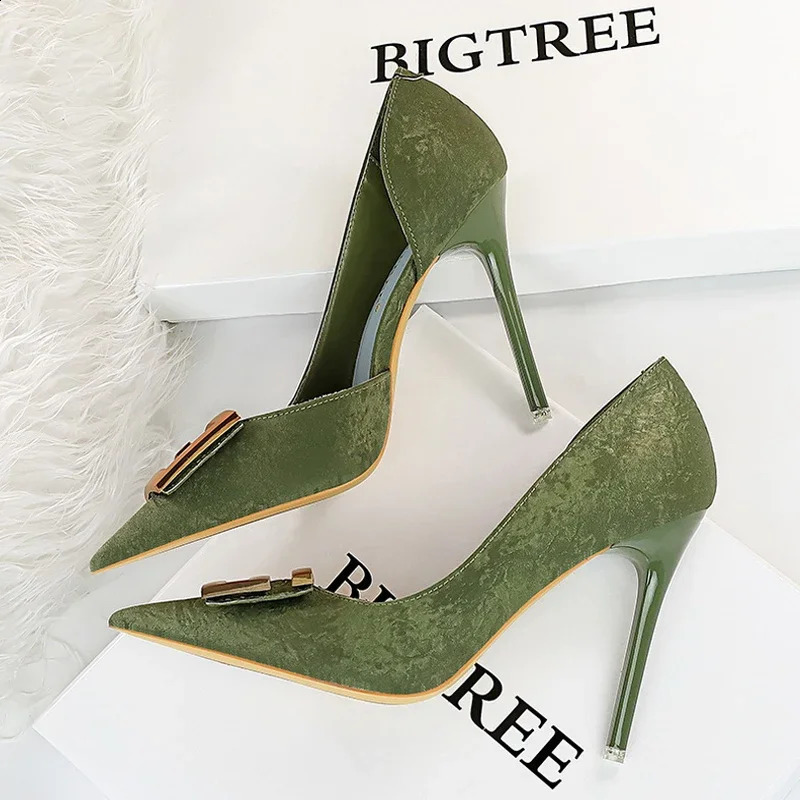 BIGTREE Summer Autumn Metal Button Sexy Women Pumps Fashion High Stiletto Elegant Party Shoes Lady Large Size 43 251209