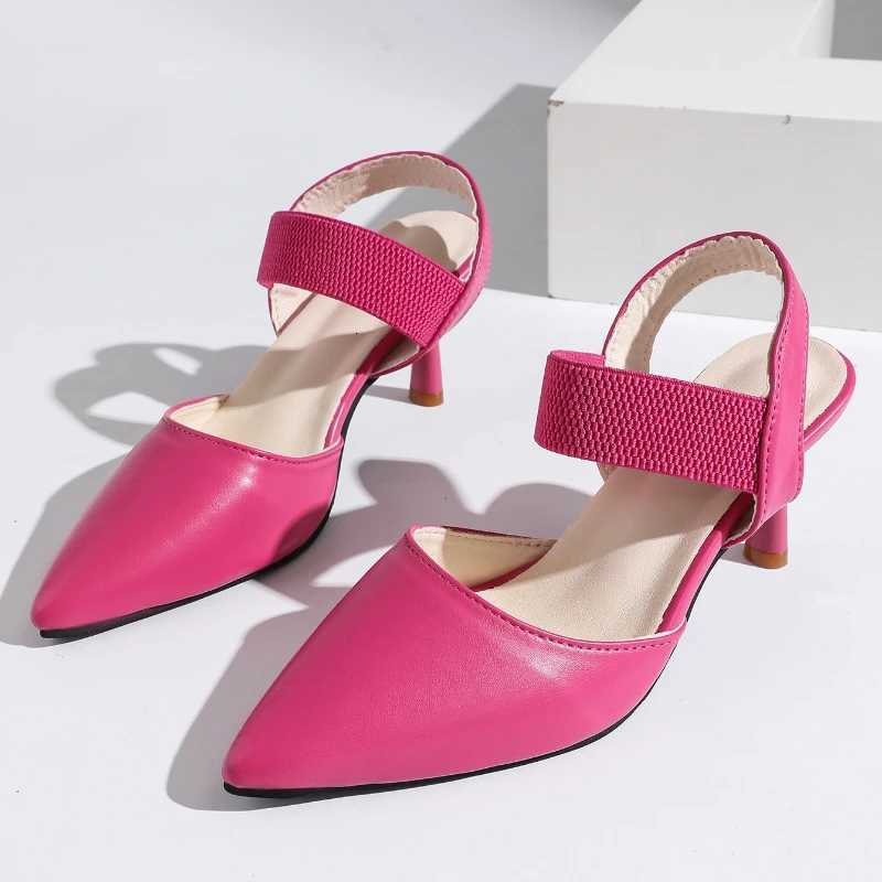 Fashionable New High Heel Sandals Womens Summer New Thin Heels Dress Party Shoes Plus Size Elastic Band Womens Sandals Z251211