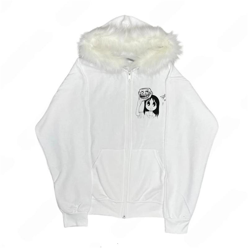 Y2K Felpa con cappuccio con cerniera Stampa carattere Harajuku Street Felpa con cappuccio con cerniera Hip Hop per uomo e donna Abbigliamento sporti