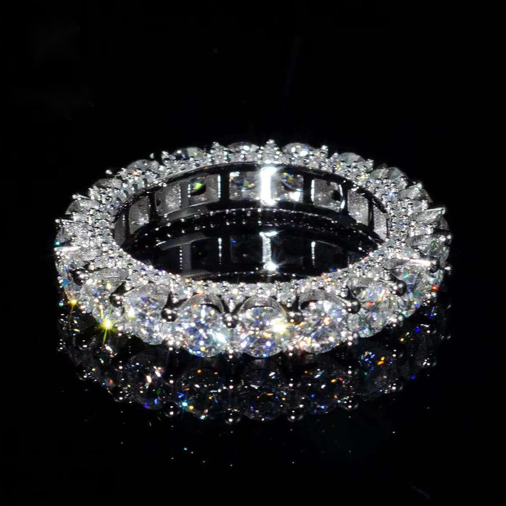 Band Rings Wholesale Real 10K 14K 18K Solid Gold Moissanite Engagement Band Ring Iced Out Vvs Lab Grown Diamond Wedding Ring AA