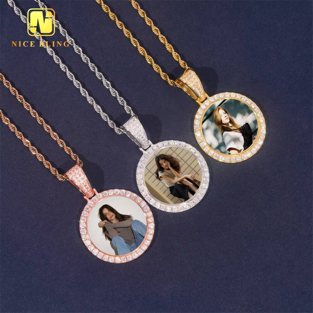 Custom Memorial Moissanite Pendant Photo Frame Hip Hop Jewelry Iced Out Pendant Silver 925 VVS Moissanite Pendant