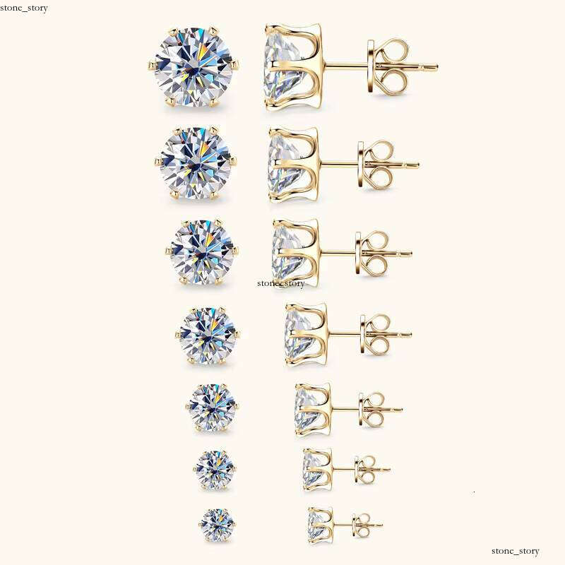 0.1ct-3.0ct Silicon Stone VVS Moissanite Original 925 Sterling Silver Full Size Classic Women's Stud Earrings
