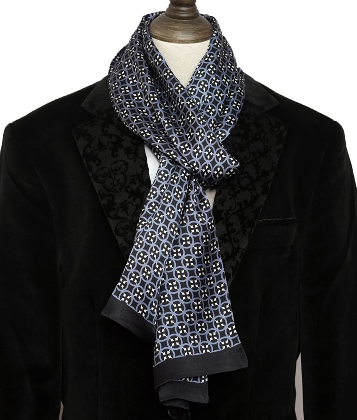 Mens 100 Mulberry Silk Scarf Double Layer Long Neckerchief Office Business Cravat Blue Black Red 251204