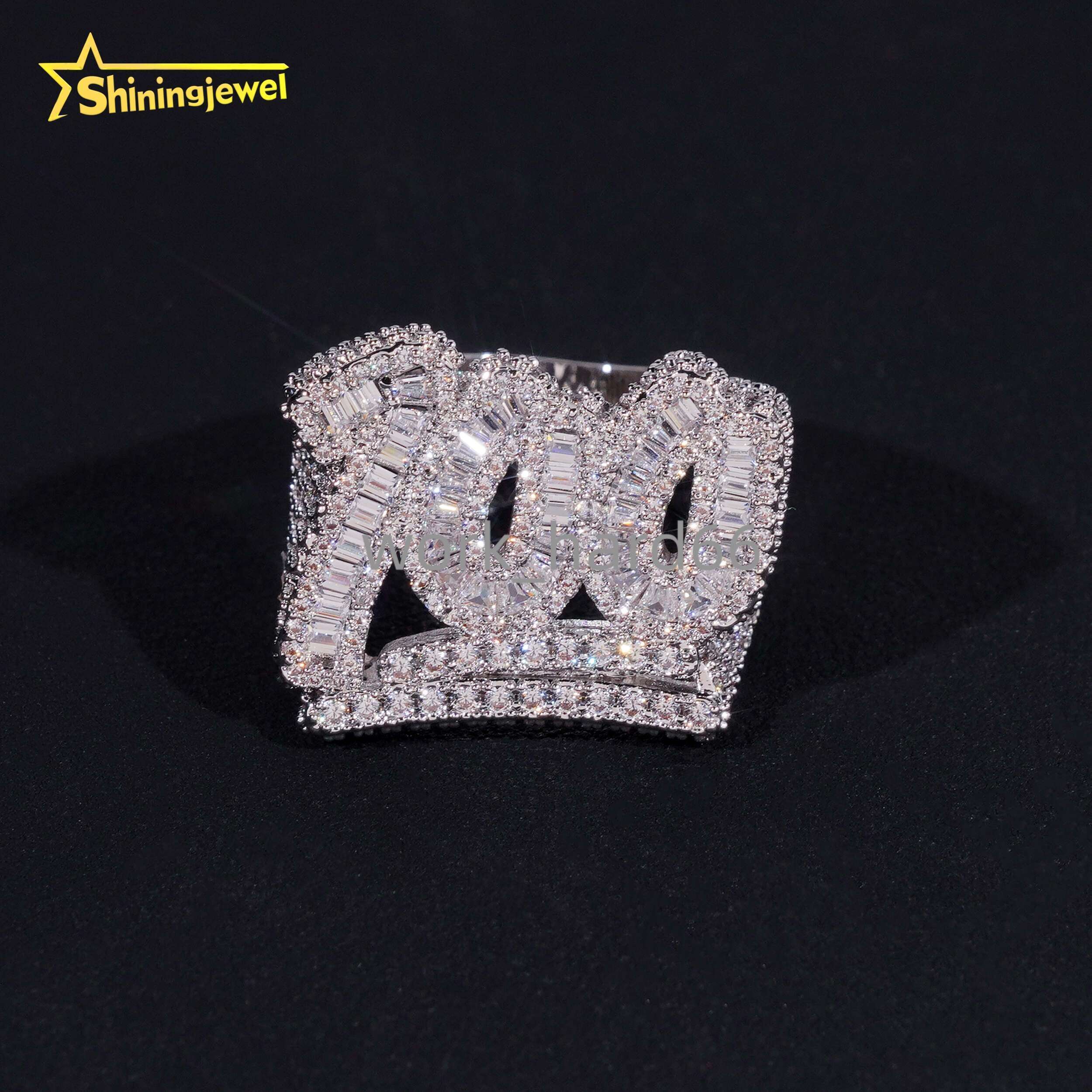 Fine Jewelry Pass Diamond Tester 925 Sterling Silver Fashion Sparkling Diamond Hip Hop Men Rings Custom Moissanite Iced Out Ring