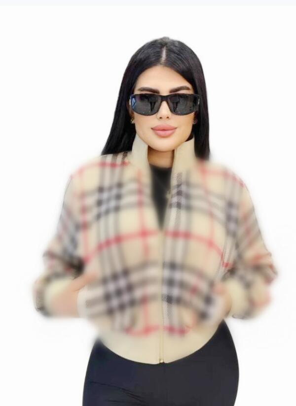 Fall spring Women's desinger cargidans zipper jackets coats short length Jacket baseball collar grid Casual Long Sleeve outfit clothing