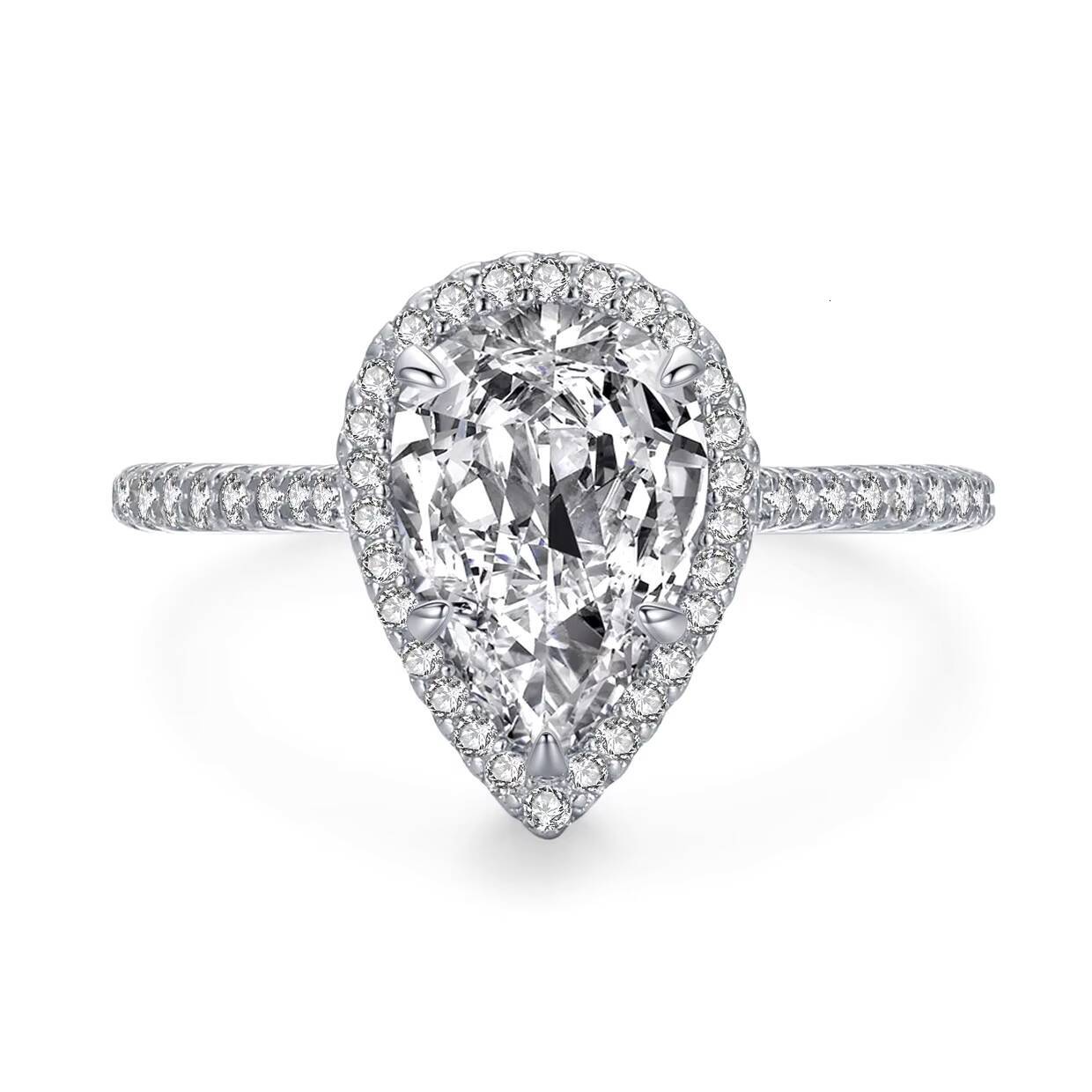 Women 925 Sterling Silver Pear Shape 3ct 5A Zirconia Ring Engagement Wedding Iced Out Lab Diamond Rings Jewelry Wholesale