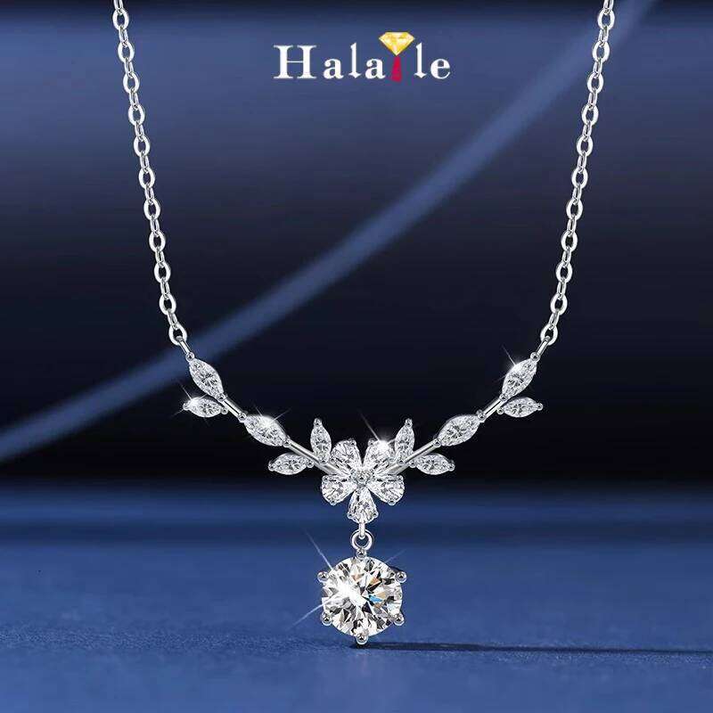 Halaile D Color Moissanite S925 Sterling Silver Cassia Twig Necklace Trendy Neck Chain Fine Jewelry Women Wedding Gift