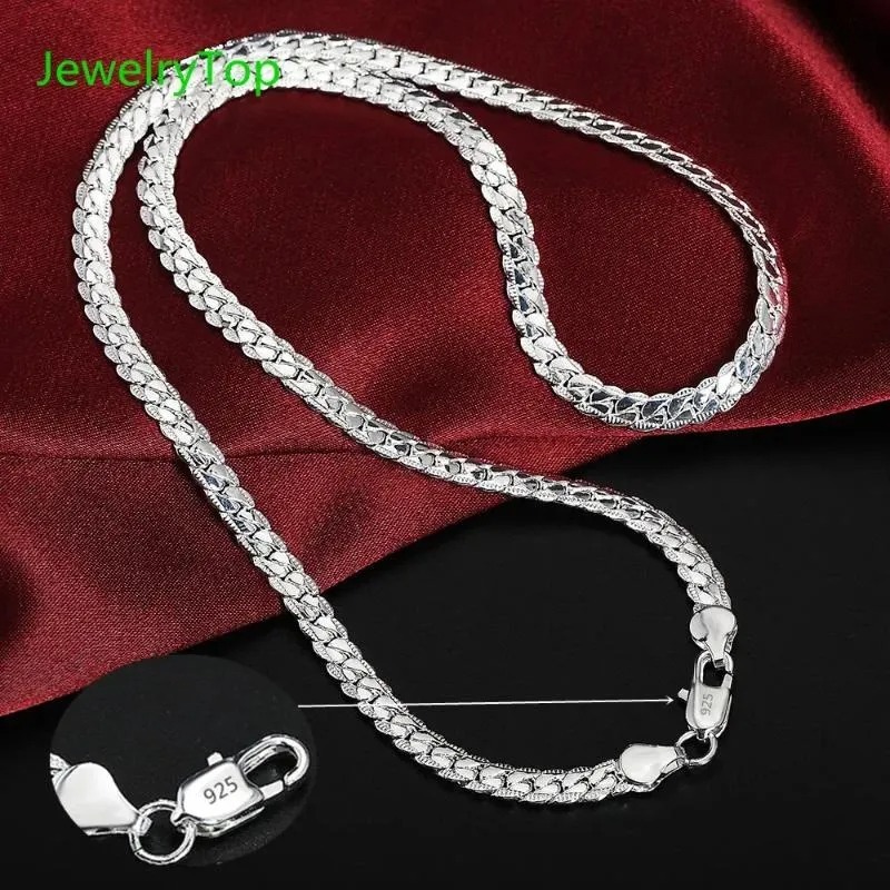 Pendants Jewelry 925 Sterling Silver Necklace 5mm Fine Sideways 40-60cm Chain For Woman Men Fashion Wedding Engagement