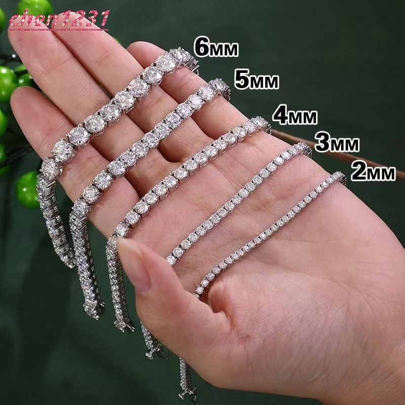 Lowest Price 27 Diamond Tennis Bracelet 18k Gold Plated 2mm 3mm 4mm 5mm 6mm Moissanite VVS1 Women 925 Silver Tennis Bracelet