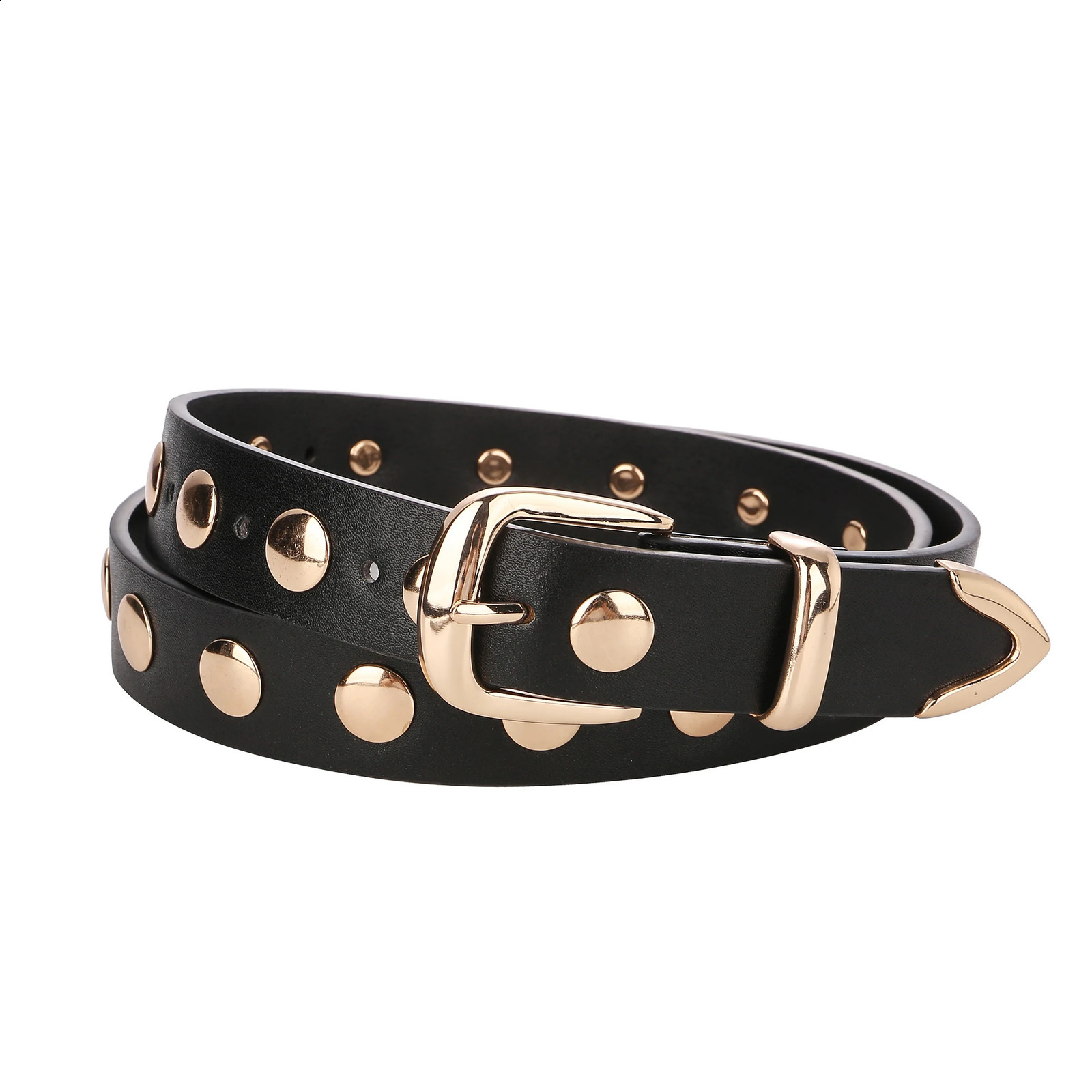 Cintura da donna in pelle con borchie Cinture da donna stile punk alla moda per jeans Abito Cintura regolabile con rivetto Decor 251209