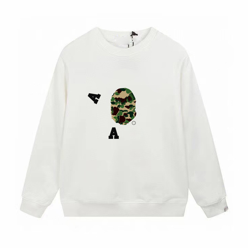 Bap Men's Sweater Camouflage Shark Letter Print Soft Breathable Cotton Loose Bapese Long Sleeve Pullover Street Travel Casual Designer All Matc
