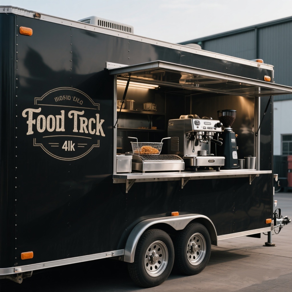 Hot Dog Trailer Food Truck Grill Mobile Food Kiosk Snack Cart with Full Kitchen Mobile Food Car Food Container Truck-image-1088037153