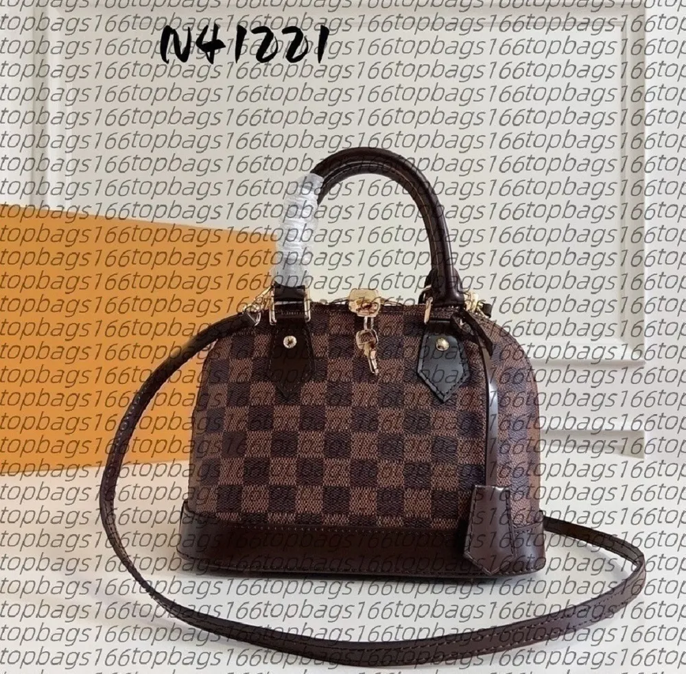 Designers Almas BB Top Handle Shell Handbag with Luxury Carrying Bag Backband Womens Classic Printed Leather Shoulder Bag Mens Wallet Cross body Han