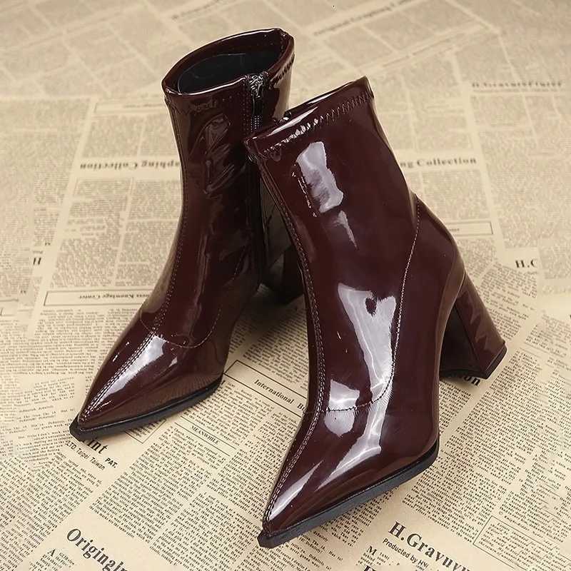 Temperament French Pointed Toe High Heels Autumn and Winter Korean Ankle Boots 2025 Autumn New High Fi Skinny BootiesXJ251211