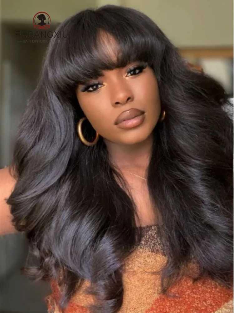 Brazilian 8-30 inches Body Wave Human Hair Wigs With Bang Virgin Hair 180 Density Full Machine Made Perruque For Black Women M251211-image-1088070012