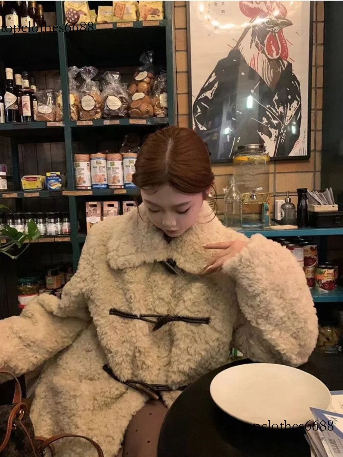 2024 Autumn Winter New Faux Women Lamb Wool Mid-Length Loose Fur Coat Sheepskin One-Piece Plus Size