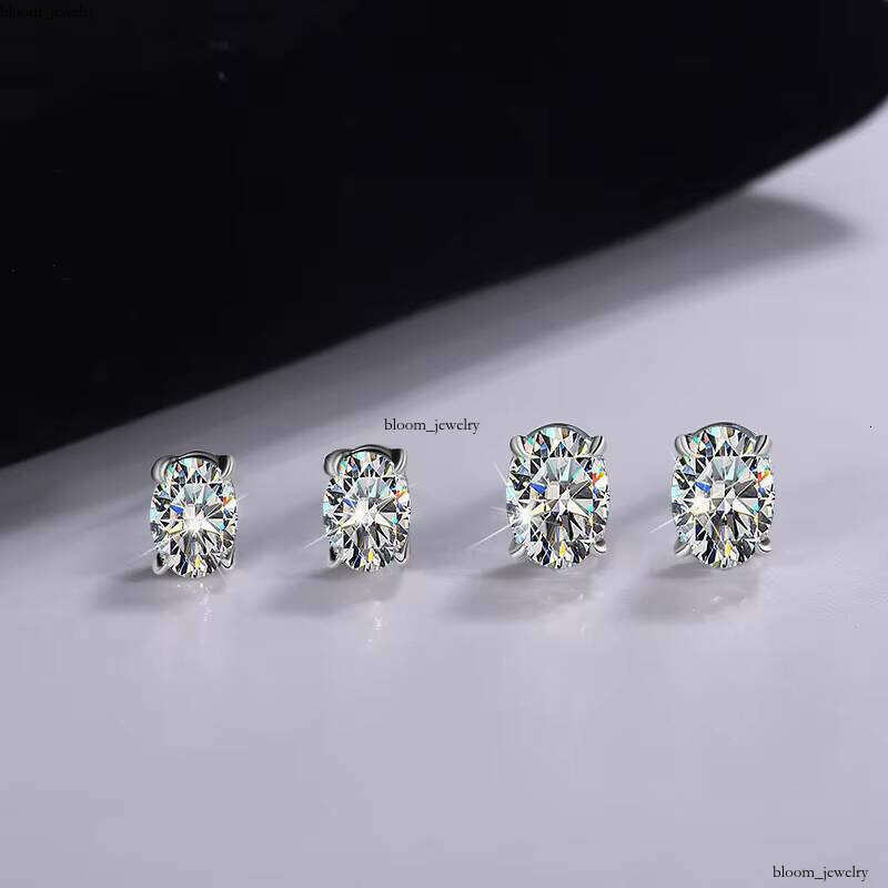 Fine Stud Earring for Women Simple VVS Moissanite S925 1CT Moissanite Oval Cut Earrings High Quality Bridal Jewelry