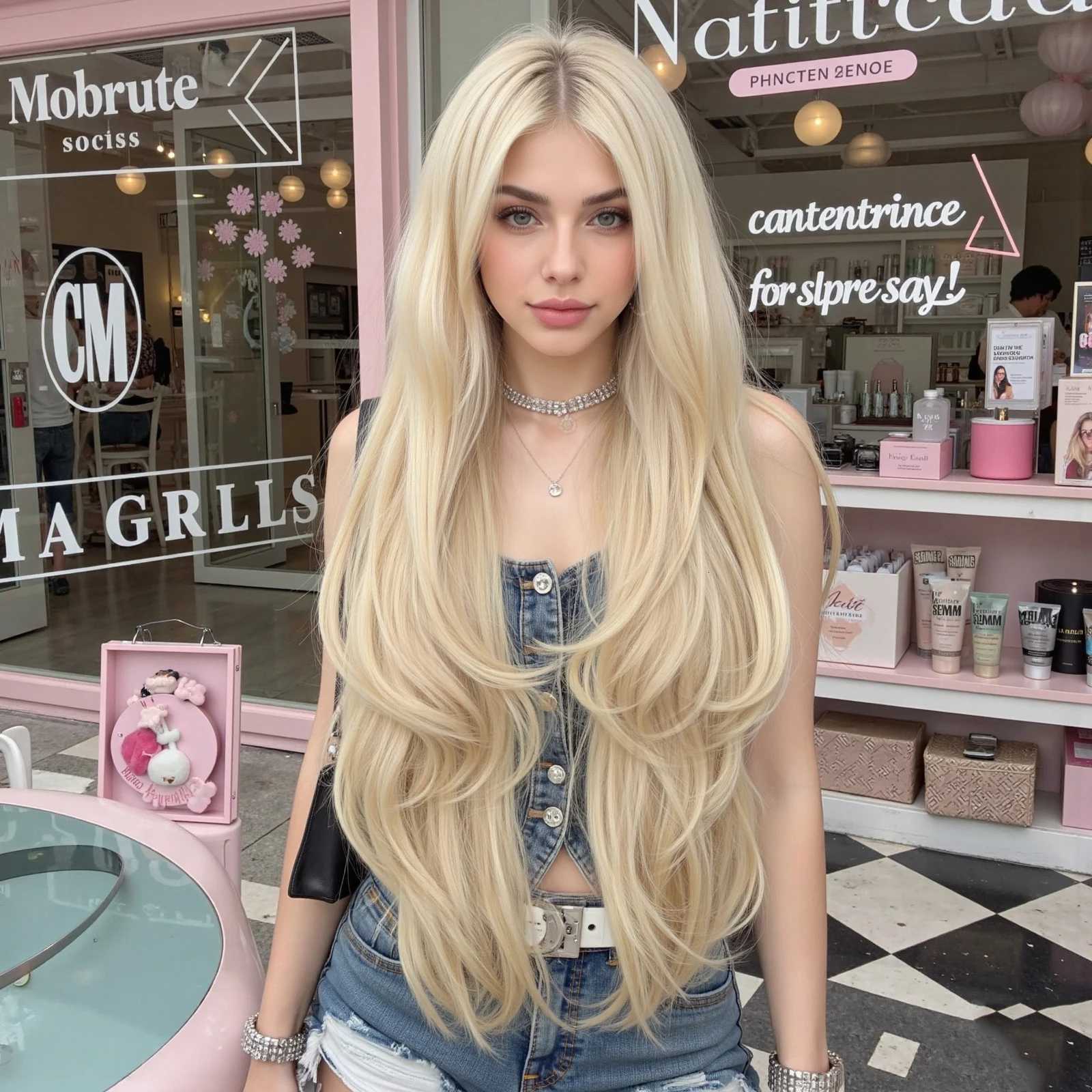 Allbell Magique Light Golden Long Synthetic Wigs For Women Cosplay Halloween Party Natural Wavy Fake Hair Heat Resistant Fiber M251211-image-1088061882