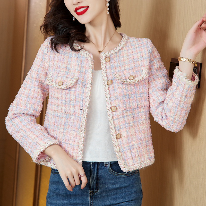 Elegant Socialite Short Vintage Style Small French Style Coat for Women 2025 Autumn New French Slim Tweed Petite Top Retro Tweed Jacket