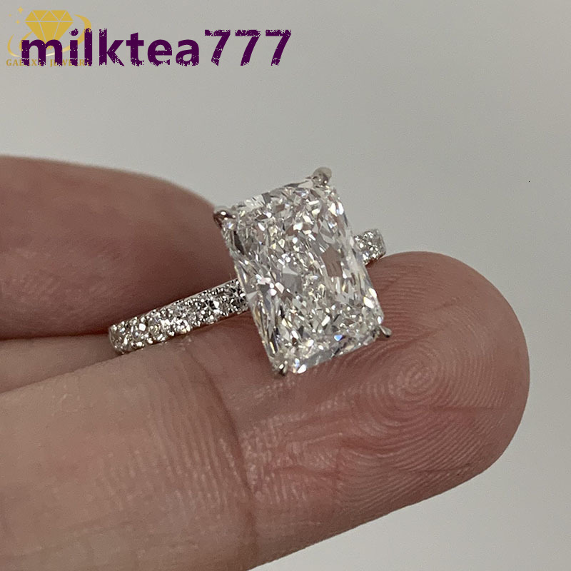 Hight Quality 14k Gold Radiant Cut Moissanite Diamond Finger Ring With GRA Certificate Pass The Diamond Tester Ring