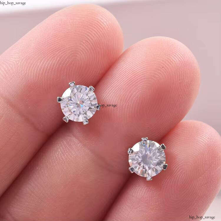 Fashion 0.5-1ct VVS VVS Moissanite Women's Jewelry 925 Sterling Silver 6-Prong Sandstone Stud Earrings Birthday Gift