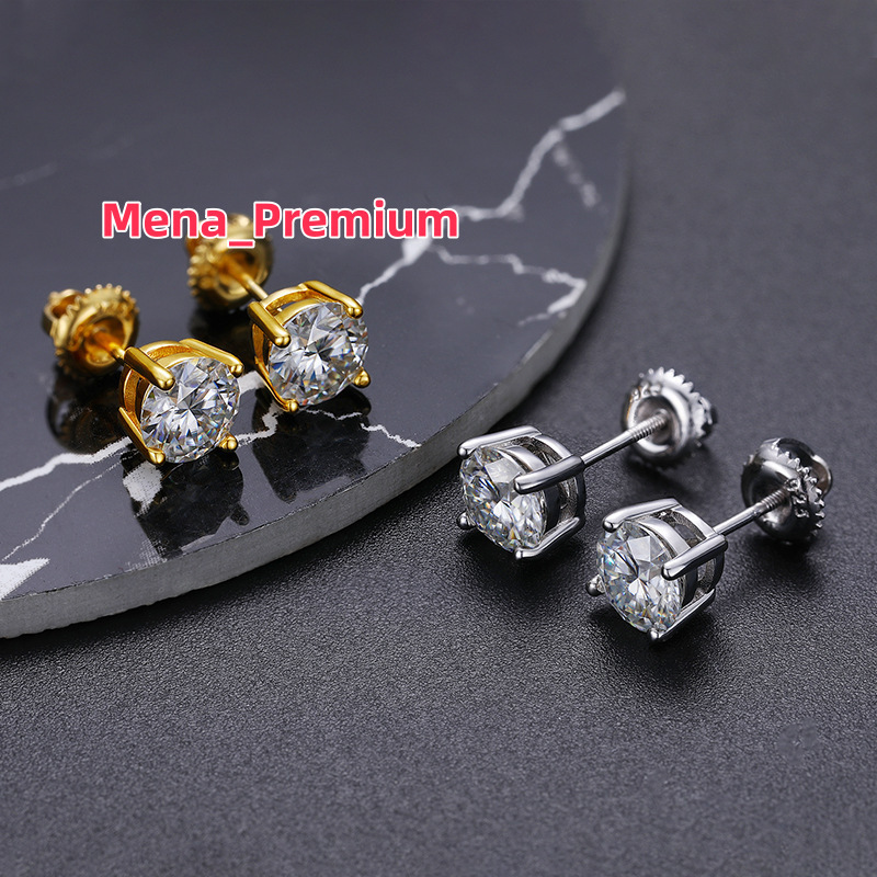 Classic Vintage Screw Back 18K Gold Plated Diamond Stainless Steel Luxury Fine Fashion Jewelry Stud Earrings for Women Wholesale