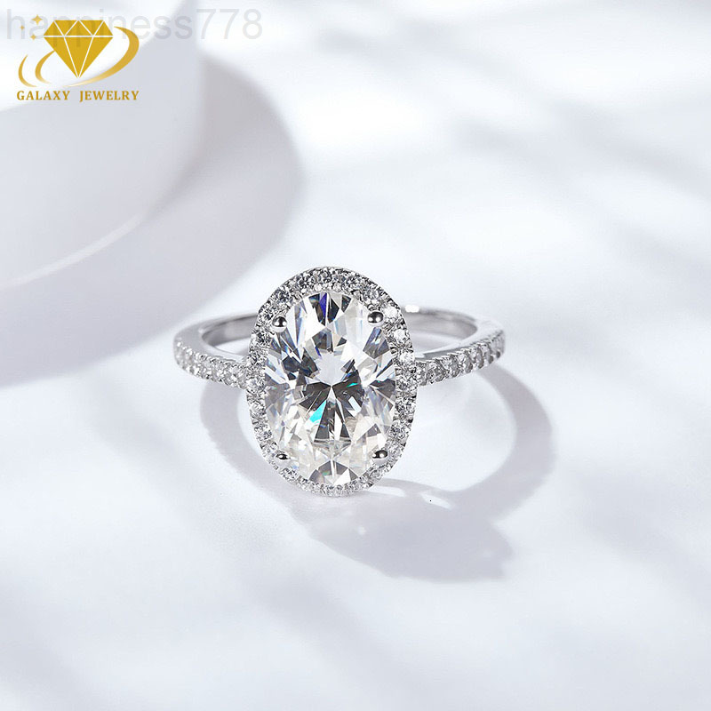 Fine Jewelry Women Engagement Ring Oval Cut Diamond 2ct 14k Real Gold Halo D VVS Moissanite VVS Moissanite Wedding Ring