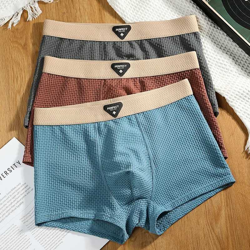 Mens Underwear Ice Silk Summer Breathable Hollow Jacquard Man Boxer Briefs Home Sports Youth Underpants Man Undies BoxershortsT251211