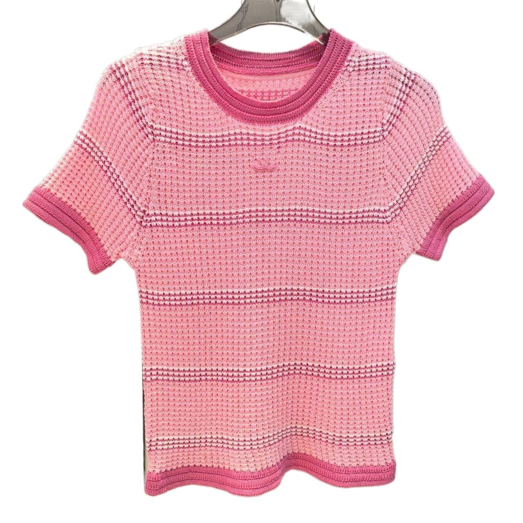 New fashion autumn women's stripe logo embroidery knitted long sleeve sweater tops SMLXL