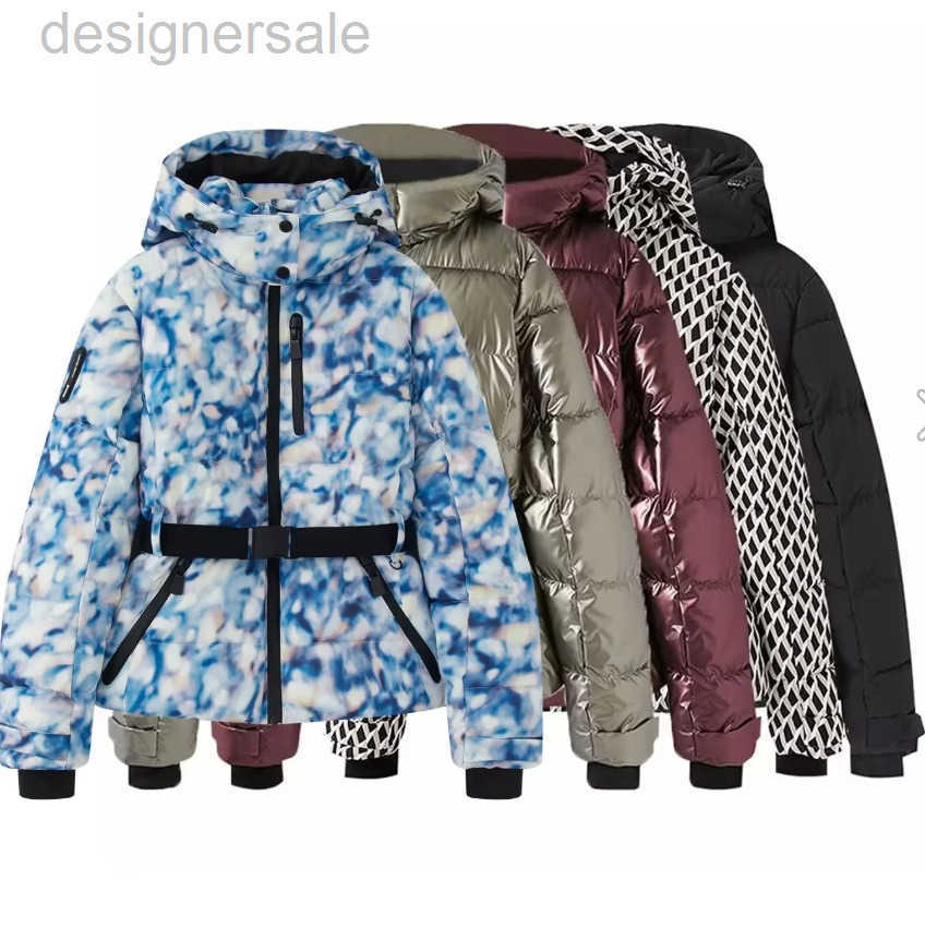 Womens Jackets Fashion Hooded Padded Coat With Belt Women Slim Standing Collar Full Sleeve Pocket Winter Ladies Windproof Warm Ski Jacket