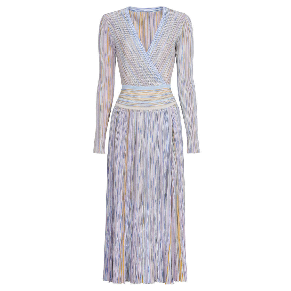 Luxury Elegant Runway Dresses Fashionable Generous Commuting Slim V-Neck Long-Sleeved Slit Knitted Dress 251210