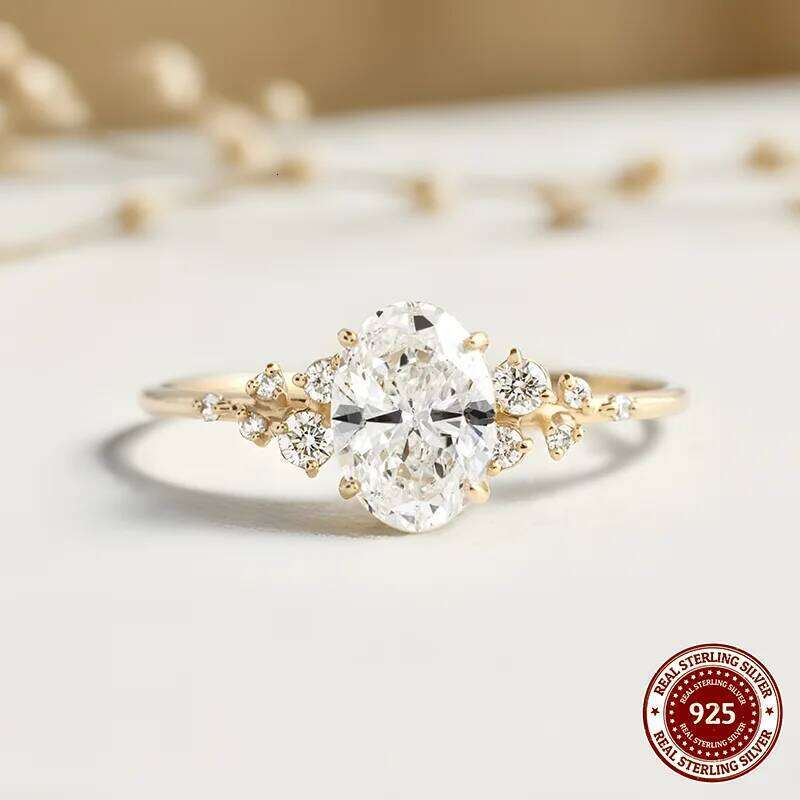 Unique Oval Cut 1Ct-3Ct Moissanite Halo Ring 925 Sterling Silver Half Eternity Rings For Woman Wedding Jewelry With Certificate