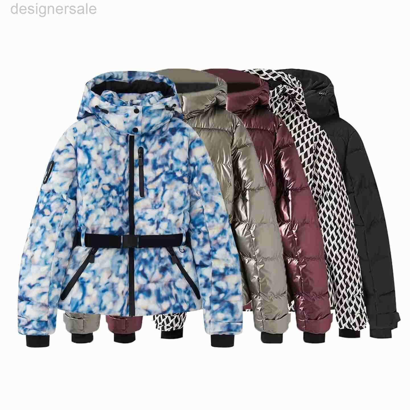 Designer Parkas Womens Hooded Down Cotton Jacket with Belted Waist Winter Ladies Windproof Warm Ski Jacket
