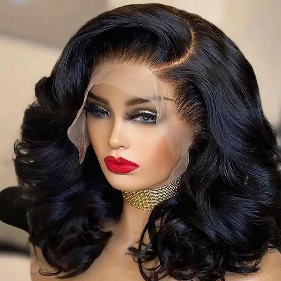 Short Bob Wig Human Hair 13x4 Lace Front Wig Body Wave Brazilian Remy Short Bob Wigs 200 Density 4x4 Lace Closure Body Wave Wigs M251211-image-1088062569