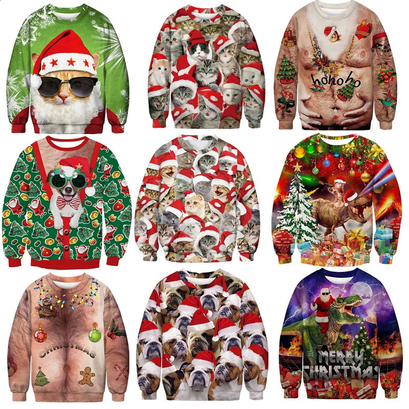 Christmas printing round neck pullover sweater men and women lovers Ugly Christmas Sweater Autumn Winter Blouses s251205