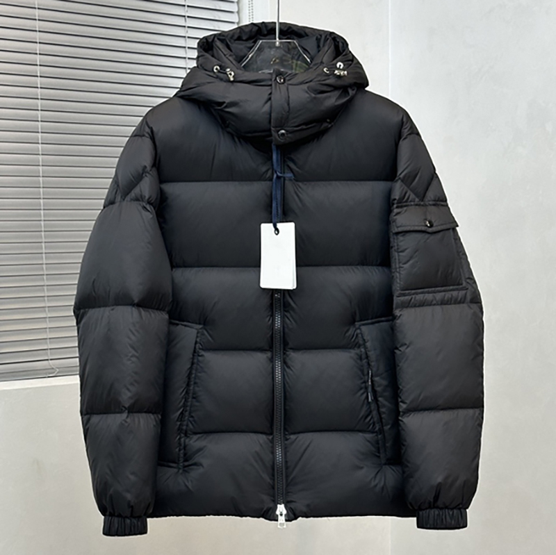 Couyere arm pocket badge men down jacket winter hooded puffer jacket outdoor casual doudoune size 1--5